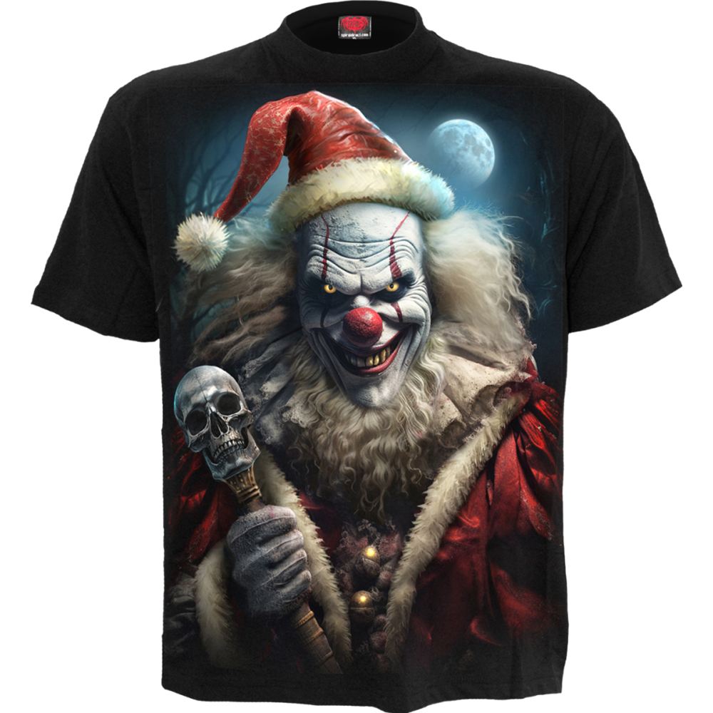 Spiral - Santa Clown Mens T-shirt - Black